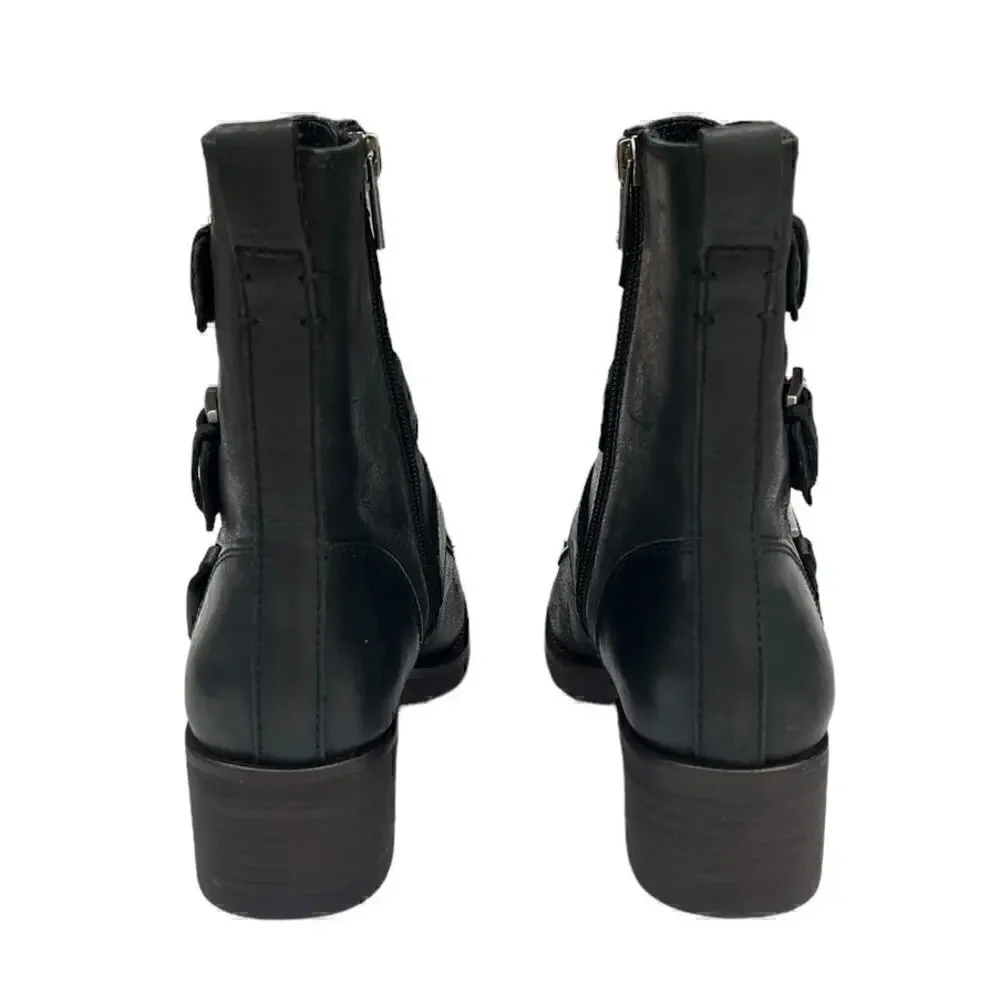 Lucky Brand Katriny Buckle Straps Riding Boot Black Leather size 6 - Picture 5 of 9